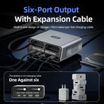 WXL-60C 6-in-1 데스크탑 멀티 포트 충전 스테이션 내장 듀얼 텔레스코픽 케이블, WXL-60C