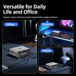 WXL-60C 6-in-1 데스크탑 멀티 포트 충전 스테이션 내장 듀얼 텔레스코픽 케이블, WXL-60C