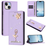 발레 소녀 다이아몬드 장식 RFID 비건 가죽 폰 케이스, iPhone 15용, iPhone 14 Plus용, iPhone 14 / 13용, iPhone 14 Pro용, iPhone 14 Pro Max용, iPhone 13 Pro Max용