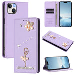발레 소녀 다이아몬드 장식 RFID 비건 가죽 폰 케이스, iPhone 15용, iPhone 14 Plus용, iPhone 14 / 13용, iPhone 14 Pro용, iPhone 14 Pro Max용, iPhone 13 Pro Max용