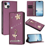 발레 소녀 다이아몬드 장식 RFID 비건 가죽 폰 케이스, iPhone 15용, iPhone 14 Plus용, iPhone 14 / 13용, iPhone 14 Pro용, iPhone 14 Pro Max용, iPhone 13 Pro Max용