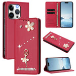 발레 소녀 다이아몬드 장식 RFID 비건 가죽 폰 케이스, iPhone 15용, iPhone 14 Plus용, iPhone 14 / 13용, iPhone 14 Pro용, iPhone 14 Pro Max용, iPhone 13 Pro Max용