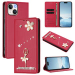 발레 소녀 다이아몬드 장식 RFID 비건 가죽 폰 케이스, iPhone 15용, iPhone 14 Plus용, iPhone 14 / 13용, iPhone 14 Pro용, iPhone 14 Pro Max용, iPhone 13 Pro Max용
