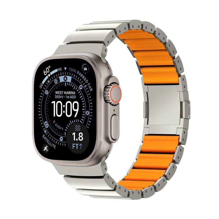 자석 클라스프 원 비즈 실리콘 티타늄 합금 시계 밴드, 애플 워치 46mm / 49mm / 45mm / 44mm용, 애플 워치 42mm / 41mm / 40mm / 38mm용