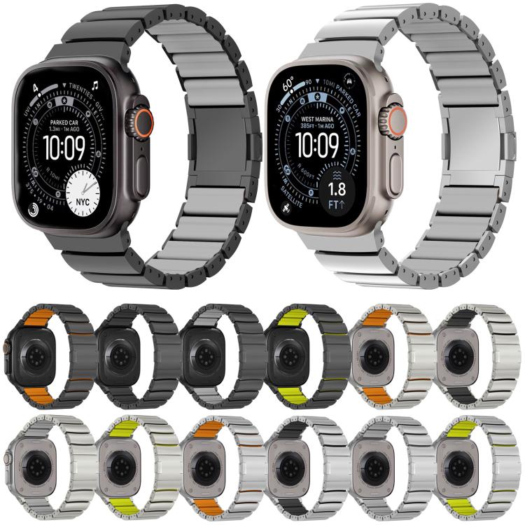 자석 클라스프 원 비즈 실리콘 티타늄 합금 시계 밴드, 애플 워치 46mm / 49mm / 45mm / 44mm용, 애플 워치 42mm / 41mm / 40mm / 38mm용