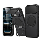 ShellGod Magnetic Rotation Holder Lens Shield PC TPU Hybrid Phone Case, For iPhone 17 Pro Max, For iPhone 17 Pro