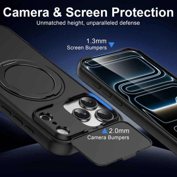 ShellGod Magnetic Rotation Holder Lens Shield PC TPU Hybrid Phone Case, For iPhone 17 Pro Max, For iPhone 17 Pro