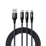 ROCK RCB0790 1.2m 3-in-1 USB to 8핀 + 타입-C + 마이크로 USB 메탈 브레이디드 충전 케이블, RCB0790