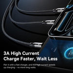ROCK RCB0790 1.2m 3-in-1 USB to 8핀 + 타입-C + 마이크로 USB 메탈 브레이디드 충전 케이블, RCB0790