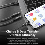 ROCK RCB0790 1.2m 3-in-1 USB to 8핀 + 타입-C + 마이크로 USB 메탈 브레이디드 충전 케이블, RCB0790