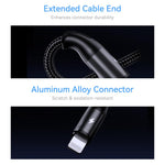 ROCK RCB0790 1.2m 3-in-1 USB to 8핀 + 타입-C + 마이크로 USB 메탈 브레이디드 충전 케이블, RCB0790