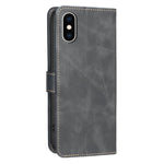 단색 송아지 가죽 질감 RFID 비건 가죽 휴대폰 케이스, iPhone XS Max용, iPhone 6 Plus/7 Plus/8 Plus용, iPhone 6 / 7 / 8용