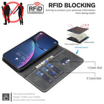 단색 송아지 가죽 질감 RFID 비건 가죽 휴대폰 케이스, iPhone XS Max용, iPhone 6 Plus/7 Plus/8 Plus용, iPhone 6 / 7 / 8용