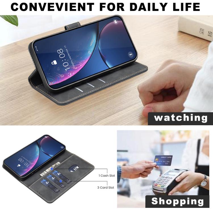 단색 송아지 가죽 질감 RFID 비건 가죽 휴대폰 케이스, iPhone XS Max용, iPhone 6 Plus/7 Plus/8 Plus용, iPhone 6 / 7 / 8용
