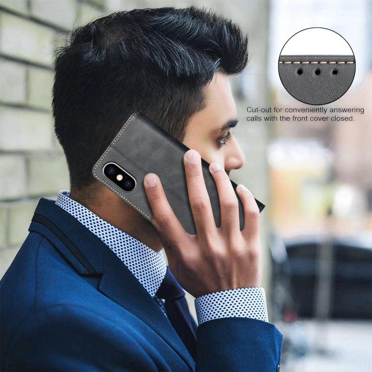 단색 송아지 가죽 질감 RFID 비건 가죽 휴대폰 케이스, iPhone XS Max용, iPhone 6 Plus/7 Plus/8 Plus용, iPhone 6 / 7 / 8용