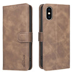 단색 송아지 가죽 질감 RFID 비건 가죽 휴대폰 케이스, iPhone XS Max용, iPhone 6 Plus/7 Plus/8 Plus용, iPhone 6 / 7 / 8용