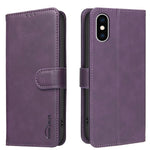 단색 송아지 가죽 질감 RFID 비건 가죽 휴대폰 케이스, iPhone XS Max용, iPhone 6 Plus/7 Plus/8 Plus용, iPhone 6 / 7 / 8용