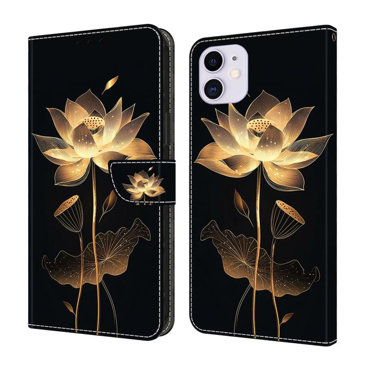 크리스탈 같은 페인팅 비건 가죽 휴대폰 케이스, iPhone 11용