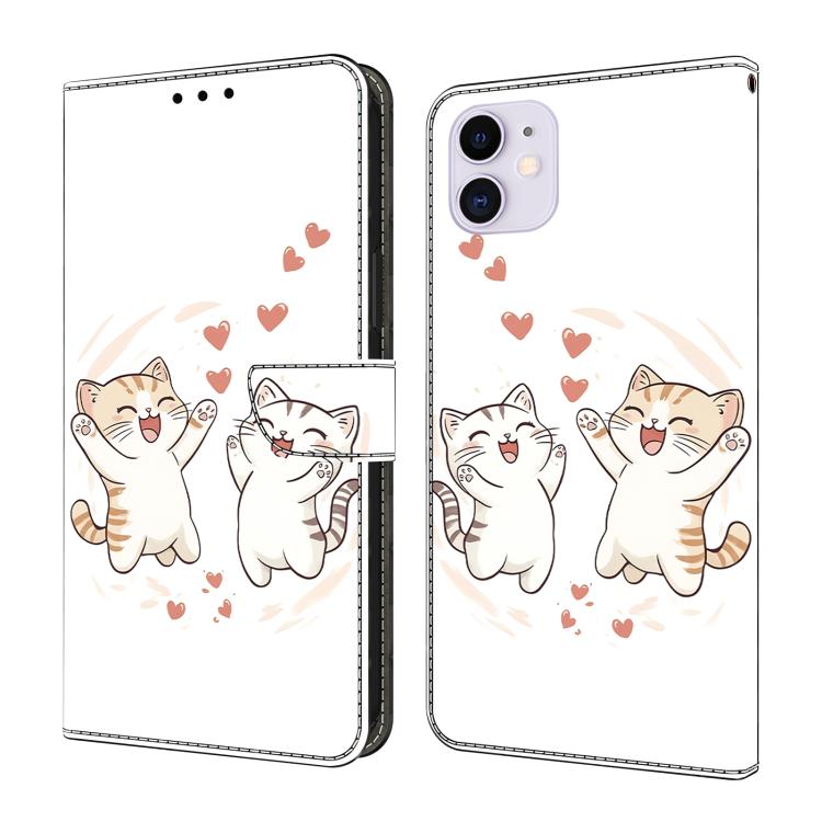 크리스탈 같은 페인팅 비건 가죽 휴대폰 케이스, iPhone 11용
