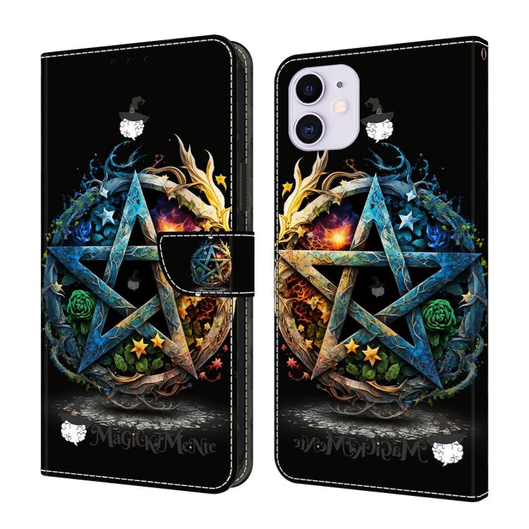 크리스탈 같은 페인팅 비건 가죽 휴대폰 케이스, iPhone 11용