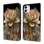 크리스탈 같은 페인팅 비건 가죽 휴대폰 케이스, iPhone 11용