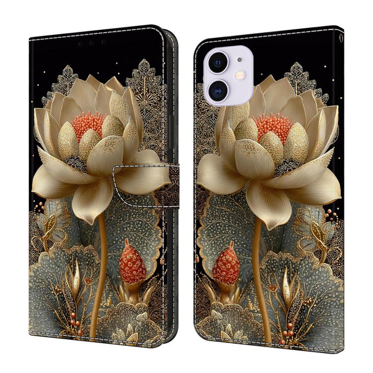 크리스탈 같은 페인팅 비건 가죽 휴대폰 케이스, iPhone 11용