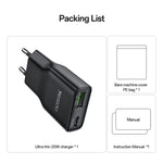 Yesido YC112 초슬림 20W 듀얼 포트 PD QC 고속 충전기, YC112