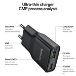 Yesido YC112 초슬림 20W 듀얼 포트 PD QC 고속 충전기, YC112