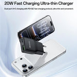 Yesido YC112 초슬림 20W 듀얼 포트 PD QC 고속 충전기, YC112