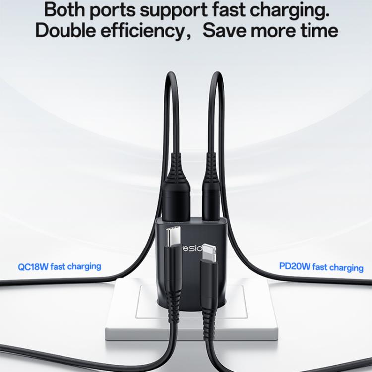 Yesido YC112 초슬림 20W 듀얼 포트 PD QC 고속 충전기, YC112