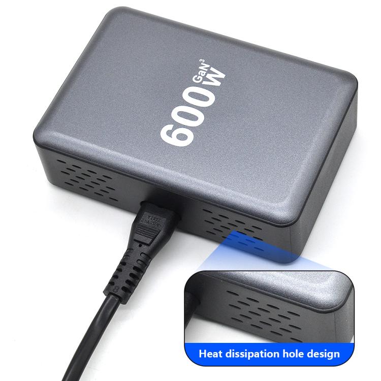 600W USB-C / 타입-C 및 USB-A 8포트 고출력 GaN 데스크탑 고속 충전기, EU 플러그, US 플러그, UK 플러그, AU 플러그