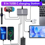 600W USB-C / 타입-C 및 USB-A 8포트 고출력 GaN 데스크탑 고속 충전기, EU 플러그, US 플러그, UK 플러그, AU 플러그