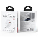 Yesido YC19U PD20W USB-C / 타입-C 및 QC18W USB-A 듀얼 포트 충전기 세트 타입-C to 타입-C 케이블 포함, YC19U