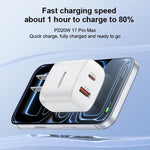 Yesido YC19U PD20W USB-C / 타입-C 및 QC18W USB-A 듀얼 포트 충전기 세트 타입-C to 타입-C 케이블 포함, YC19U