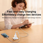 Yesido YC19U PD20W USB-C / 타입-C 및 QC18W USB-A 듀얼 포트 충전기 세트 타입-C to 타입-C 케이블 포함, YC19U