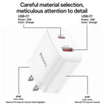 Yesido YC19U PD20W USB-C / 타입-C 및 QC18W USB-A 듀얼 포트 충전기 세트 타입-C to 타입-C 케이블 포함, YC19U