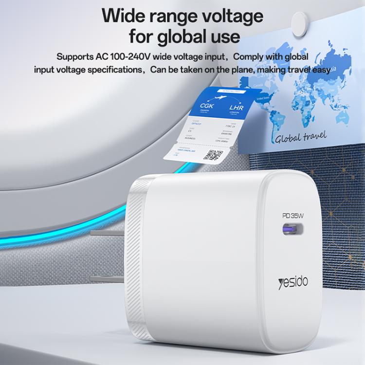 Yesido YC20U PD35W USB-C / Type-C Single Port Fast Charger Set with Type-C to Type-C Cable, YC20U