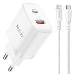 Yesido YC106 PD20W USB-C / 타입-C 및 QC18W USB-A 듀얼 포트 충전기 세트 타입-C to 타입-C 케이블 포함, YC106