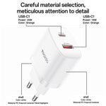 Yesido YC106 PD20W USB-C / 타입-C 및 QC18W USB-A 듀얼 포트 충전기 세트 타입-C to 타입-C 케이블 포함, YC106