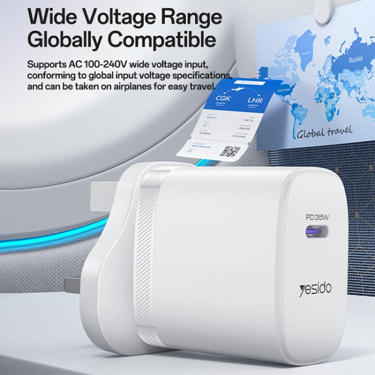 Yesido YC153 PD35W USB-C / 타입-C 단일 포트 고속 충전기 세트 타입-C to 타입-C 케이블 포함, YC153