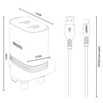 Yesido YC150 12W 2.4A USB 듀얼 포트 충전기 세트 1m USB to Type-C 데이터 케이블 포함, YC150
