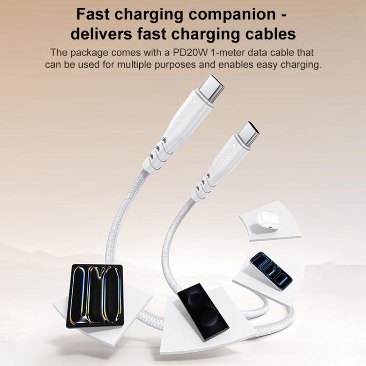 Yesido YC151 PD20W Type-C 충전기 세트 1m Type-C to Type-C 데이터 케이블 포함, YC151