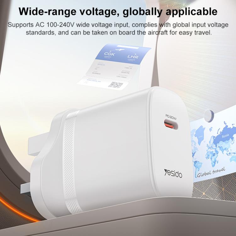 Yesido YC151 PD20W Type-C 충전기 세트 1m Type-C to Type-C 데이터 케이블 포함, YC151