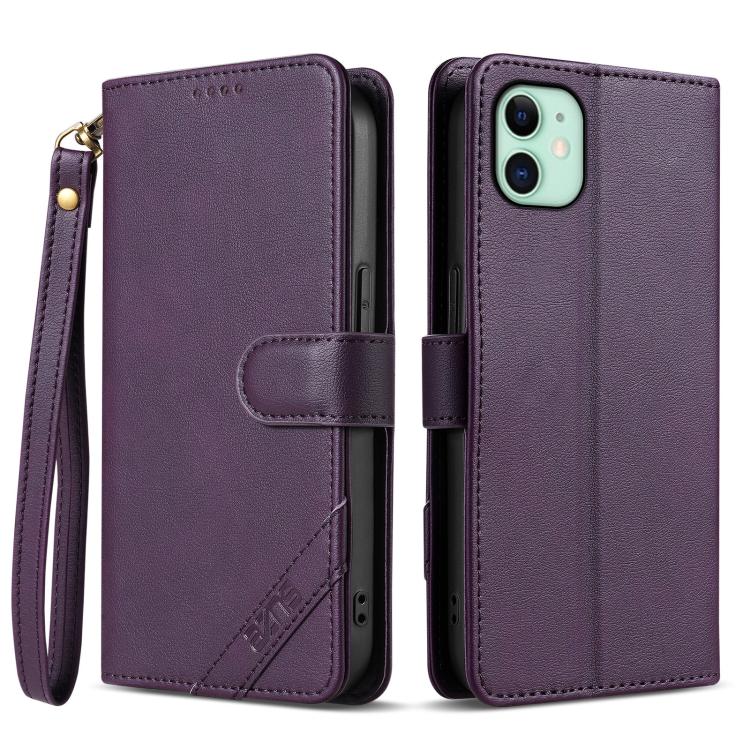 AZNS A2 Series Tri-Card Wallet RFID Vegan Leather Phone Case with Strap, For iPhone 13 Pro, For iPhone 13, For iPhone 12, For iPhone 12 Pro Max, For iPhone 12 Pro, For iPhone 11 Pro Max, For iPhone 11, For iPhone 11 Pro