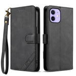 AZNS A2 Series Tri-Card Wallet RFID Vegan Leather Phone Case with Strap, For iPhone 13 Pro, For iPhone 13, For iPhone 12, For iPhone 12 Pro Max, For iPhone 12 Pro, For iPhone 11 Pro Max, For iPhone 11, For iPhone 11 Pro