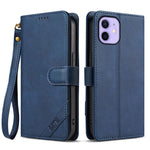 AZNS A2 Series Tri-Card Wallet RFID Vegan Leather Phone Case with Strap, For iPhone 13 Pro, For iPhone 13, For iPhone 12, For iPhone 12 Pro Max, For iPhone 12 Pro, For iPhone 11 Pro Max, For iPhone 11, For iPhone 11 Pro