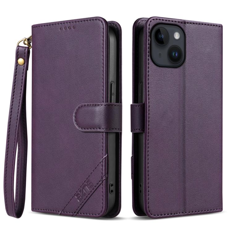 AZNS A2 Series Tri-Card Wallet RFID Vegan Leather Phone Case with Strap, For iPhone 13 Pro, For iPhone 13, For iPhone 12, For iPhone 12 Pro Max, For iPhone 12 Pro, For iPhone 11 Pro Max, For iPhone 11, For iPhone 11 Pro