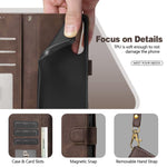 AZNS A2 Series Tri-Card Wallet RFID Vegan Leather Phone Case with Strap, For iPhone 11 Pro