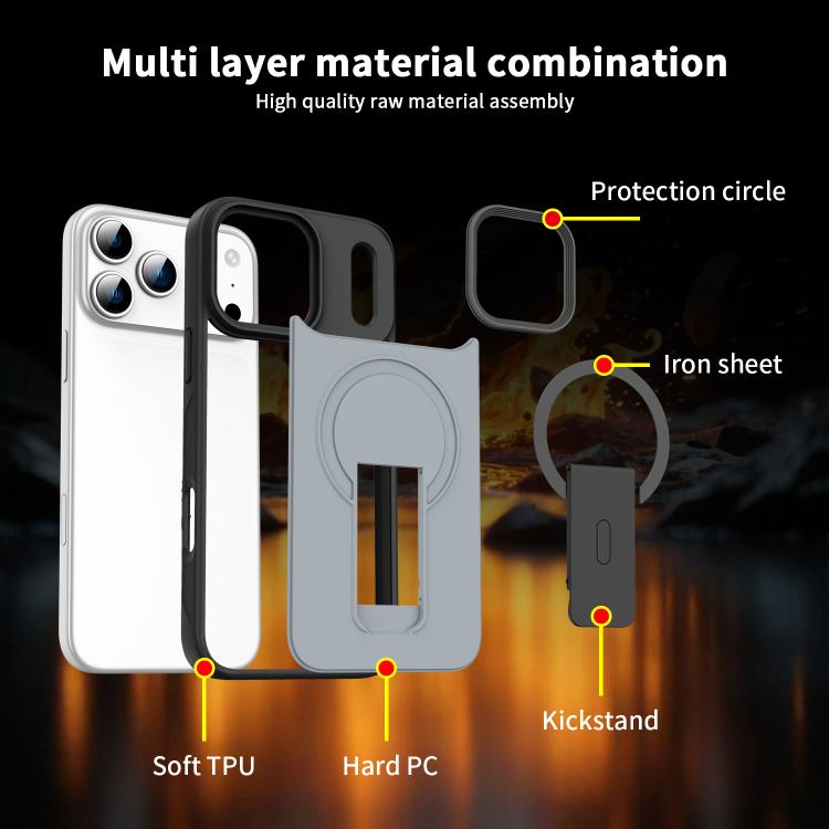 피부 느낌 보이지 않는 킥스탠드 MagSafe 휴대폰 케이스, 아이폰 16e / 17e용, 아이폰 17 프로 맥스용, 아이폰 17 프로용, 아이폰 17용, 아이폰 에어용