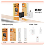 HX119 120W USB 및 Type-C 듀얼 인터페이스 고속 충전기, EU 플러그, UK 플러그, US 플러그